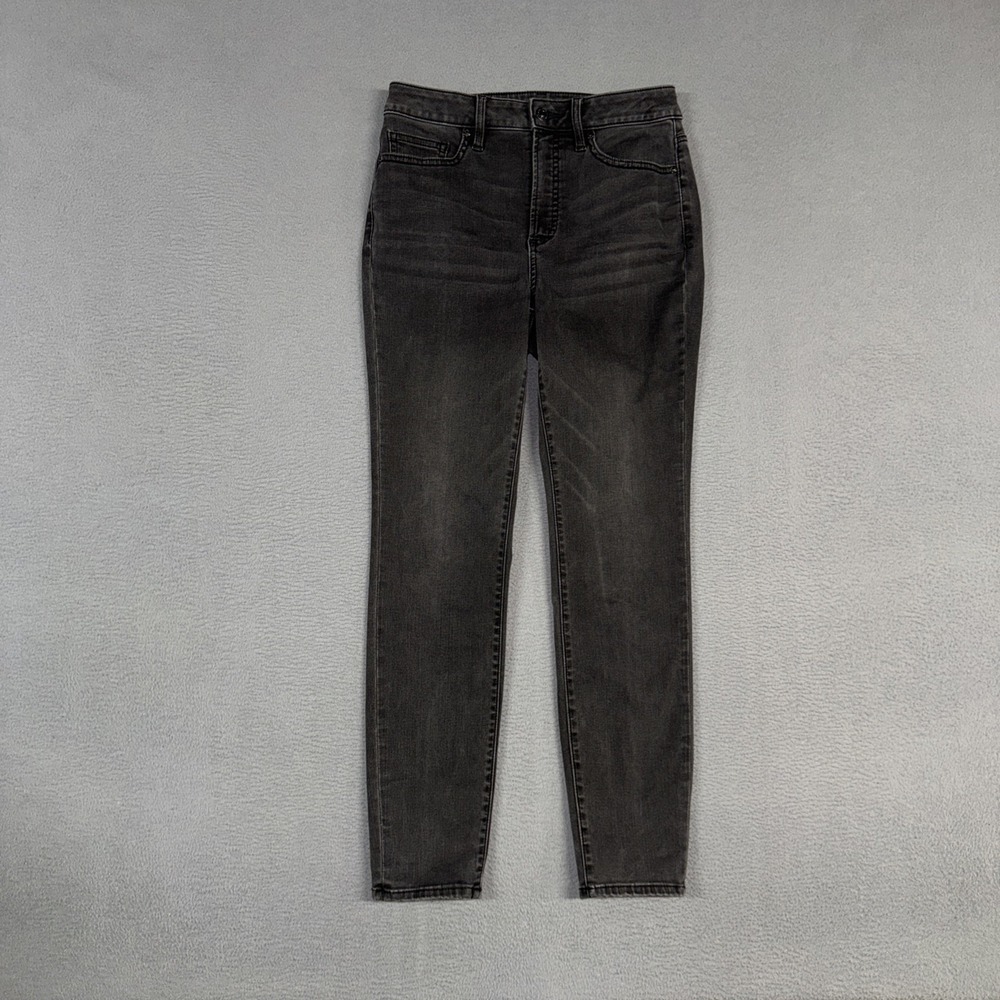 Chicos Jeans Womens 00 / 2 Gray Black High Rise Skinny Ankle Distressed Denim